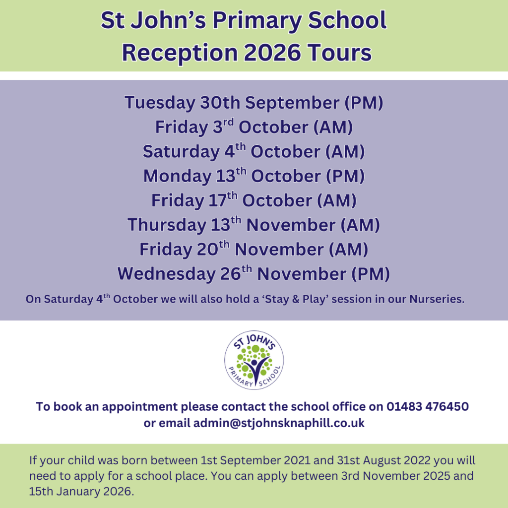 To book an appointment please contact the school office on 01483 476450 or email admin@stjohnsknaphill.co.uk (1)